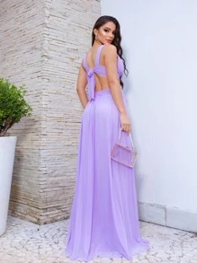 Women Party Dresses - 紫丁香色 - 查看 2