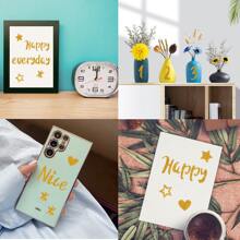 8 Hojas De Pegatinas De Letra Brillante, Pegatinas De Alfabeto De Número Con Cursiva Brillante Autoadhesivas, Etiquetas De Número Para Tarjeta De Felicitación Con Brillo Para Decoración De Gorro De Graduación (dorado) - Dorado - Ver 4