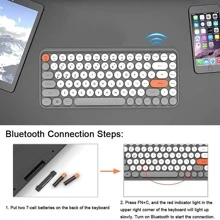 Wireless Bluetooth Keyboard Mini Portable 84-Key Keyboard Compatible With Android, Windows, PC, Tablet-Dark, Perfer For Home And Office Keyboards (Purple-Colorful) - 深灰色 - 查看 8