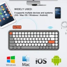 Wireless Bluetooth Keyboard Mini Portable 84-Key Keyboard Compatible With Android, Windows, PC, Tablet-Dark, Perfer For Home And Office Keyboards (Purple-Colorful) - 深灰色 - 查看 7