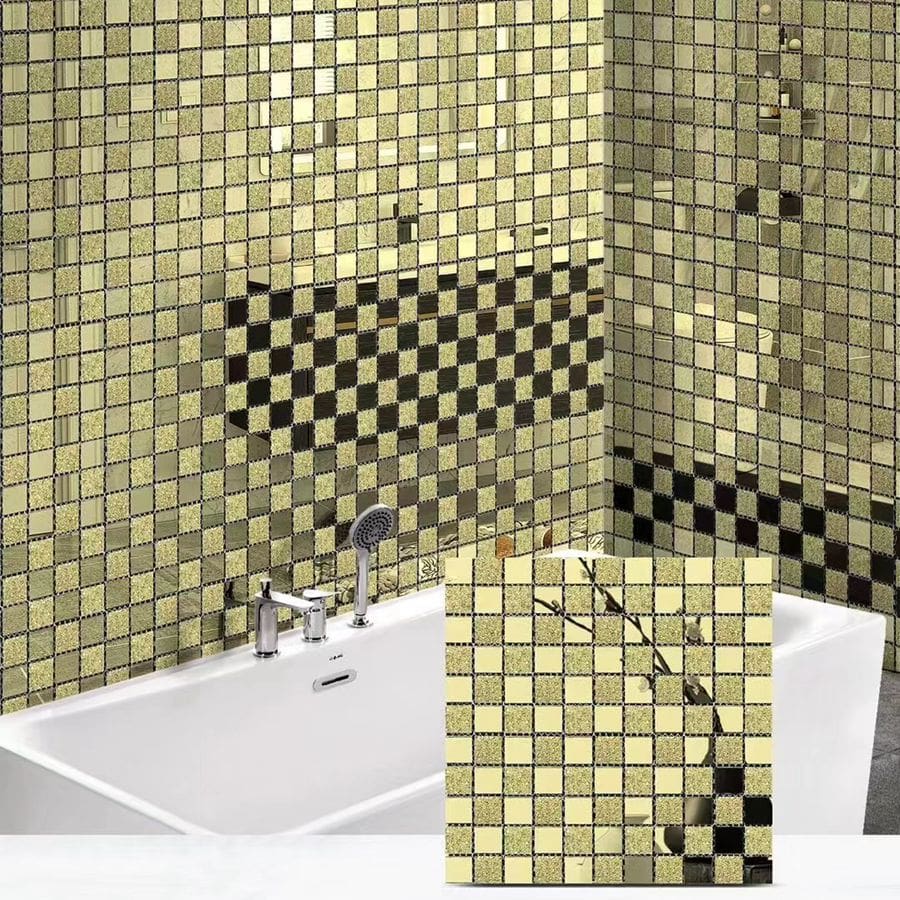 自粘式水晶玻璃馬賽克磁磚鏡面後擋板,適用於背景牆、浴室、廚房、魚缸、游泳池等 - 彩色 - 查看 1