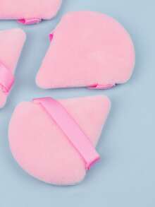 4 件套粉色三角形植绒粉扑，双面化妆海绵涂抹器，适用于散粉、粉底、腮红，适合家庭使用或旅行 - 粉色 - 查看 5