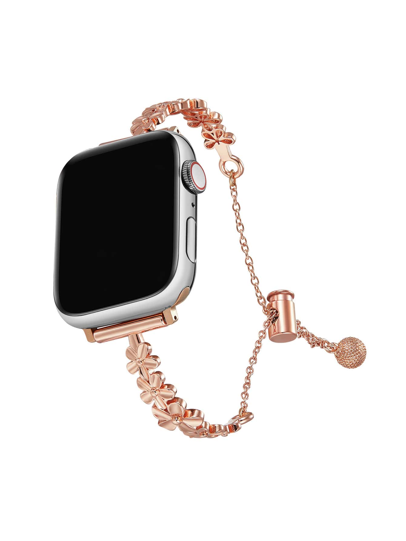 金屬五瓣花手鐲玫瑰金手錶帶，兼容蘋果手錶3/4/5/6/7/8/Se - 玫瑰金 - 查看 1