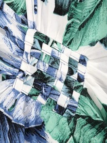 Tropical Print Bat Wing Sleeve House Kaftan Dress Summer - Multicolor - View 12