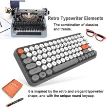 Wireless Bluetooth Keyboard Mini Portable 84-Key Keyboard Compatible With Android, Windows, PC, Tablet-Dark, Perfer For Home And Office Keyboards (Purple-Colorful) - 深灰色 - 查看 6