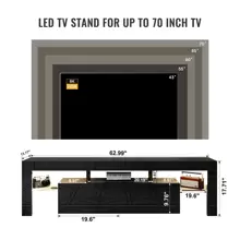 QQD LED TV Stand High Glossy Entertainment Center Modern Television Stands With Large Storage Wood TV Stand For 60/65/70 Inch TV Gaming Media TV Console For Living Room Bedroom