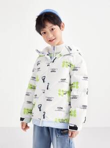 Annil Jaqueta curta de inverno para meninos, estudante, moda casual, espessada, quente, casaco