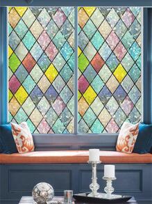 1 Rollo De Película De Privacidad Para Ventana Película De Vidrio Teñido Sin Adhesivo, Película De Vidrio Estática Decorativa Para Ventana De Vidrio Opaco Con Control De Calor Y Bloqueador De Calor Para El Hogar - Multicolor - Ver 4