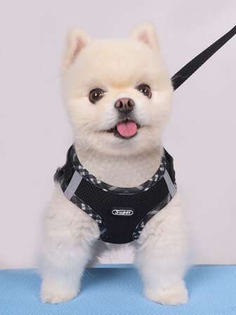 Supet Breathable Reflective Plaid Edge Chest And Back Harness Set, Suitable For Small Dogs, Including A Leash, Suitable For Both Cats And Dogs For Indoor And Outdoor Use