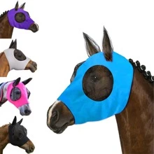 1pc Random Color Breathable Elastic Horse Mask, Anti-fly & Mosquito Bite, With Ear Cover - Multicolor - View 1