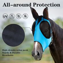 1pc Random Color Breathable Elastic Horse Mask, Anti-fly & Mosquito Bite, With Ear Cover - Multicolor - View 3