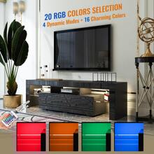 QQD LED TV Stand High Glossy Entertainment Center Modern Television Stands With Large Storage Wood TV Stand For 60/65/70 Inch TV Gaming Media TV Console For Living Room Bedroom