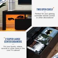 QQD LED TV Stand High Glossy Entertainment Center Modern Television Stands With Large Storage Wood TV Stand For 60/65/70 Inch TV Gaming Media TV Console For Living Room Bedroom