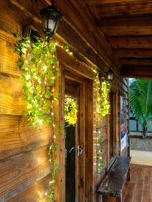 2米/5米/10米葡萄藤燈串帶電池盒楓葉綠色葡萄藤葉子LED銅線燈節慶裝飾燈 - 綠色 - 查看 3