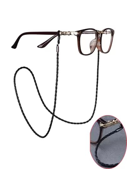 1 pieza Soporte para gafas de mujer de cuerda trenzada de PU, cadena anti-pérdida para gafas de sol, accesorio para gafas de cordón trenzado para mujeres