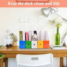 Pack of 5 Magazine Boxes, File Organiser, Waterproof Standing Folder, Magazine Rack, Foldable File Holder, Cardboard Magazine Holder, Desk Storage Organiser for Office Supplies (Multicoloured) - Multicolor - View 5