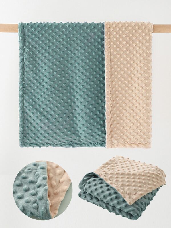 1 pezzo Morbida coperta a doppio strato con motivo a pois, adatta per bambini maschi e femmine. Le dimensioni sono 75cm x 100cm, perfetta per fasciare, confortare e come regalo per il festa di nascità o per la festa del bambino, regalo d'amore per San Valentino