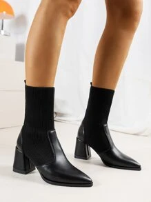 Giày bốt Nữ Thời trang Trượt trên - màu đen - Xem 3