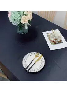 1pc Satin Tablecloth, Wedding Decor, Party Decor - Black - View 3