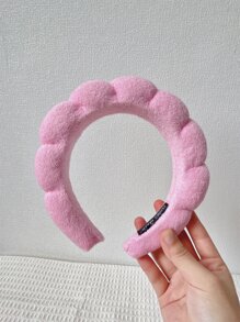 1 件裝女士彩色雲朵和泡泡圖案扭曲海綿髮帶,甜美可愛多功能頭帶髮飾 - 粉色 - 查看 4
