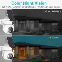 EVKVO Security Camera Wireless Outdoor, Solar Wireless Security Camera With AI Human Detection, PIR Motion Detect, Night Vision Security Camera, 2-way Talk, With 2.4GHz Wi-Fi , Cloud Storage Service, Rechargeable Battery Included, Solar Panel Included With 180 Days Non-stop Power, For Home Security, IP Camera Outdoor - White - View 6