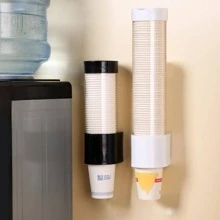 Automatic Cup Dispenser With No Drilling Required, Paper Cup Storage Rack For Water Dispenser - Black - View 2