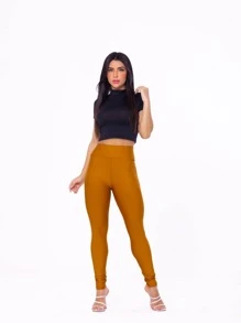 Women Sports Leggings - Mustard Yellow - View 5