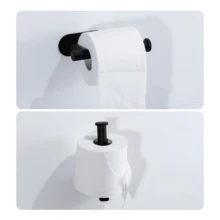 1 Pieza Porta Papel Higiénico De Acero Inoxidable Para Baño Sin Perforación - Negro - Ver 5