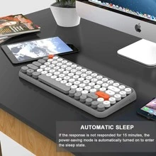 Wireless Bluetooth Keyboard Mini Portable 84-Key Keyboard Compatible With Android, Windows, PC, Tablet-Dark, Perfer For Home And Office Keyboards (Purple-Colorful) - 深灰色 - 查看 9