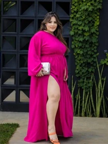 Plus Size Dresses - Hot Pink - View 2