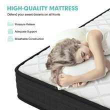 8'' Memory Foam Bed Mattress Medium Firm Breathable Pressure Relieve - Black and White - View 10