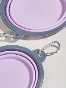 Pet Dog & Cat Foldable Travel Bowl - Color Random Dog Outing Dog Stuff Water Bottle Camping - Purple - View 4