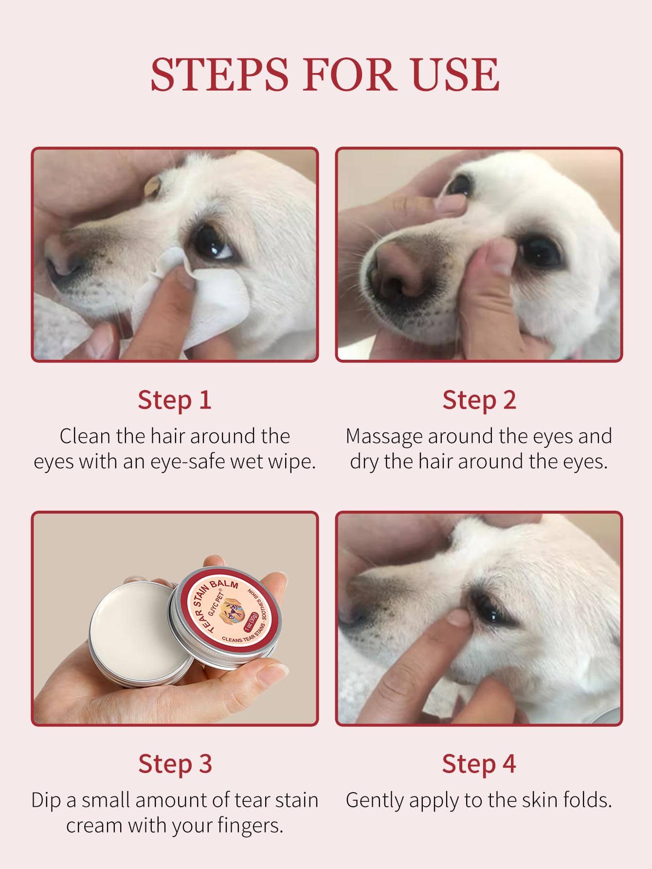 Pet Tear Stain Balm Tear Stain Remover For Dogs And Cats, Gently