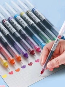 10入組隨機顏色的凝膠筆,簡單便攜的凝膠筆適用於辦公室、學校、學生 - 彩色 - 查看 1