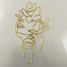 1/3/6pcs Line Art Portrait Cake Toppers, Suitable For Party Cake Decoration - Gold - View 3