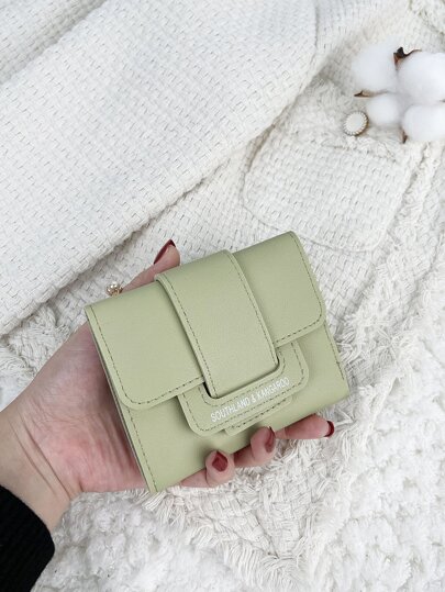 SOUTHLAND&KANGAROO 字母细节折叠小钱包口袋钱包小钱包双折超薄女士钱包轻便便携式信用卡钥匙包短款钱包可爱现代时尚生日礼物周年纪念女士女孩女士商务周年纪念情人节生日礼物情侣礼物女士女孩女士包学校用品学校宿舍和返校