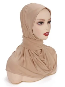 1pc Convenient Sports Headband With Button Loop, Cap - Beige - View 1