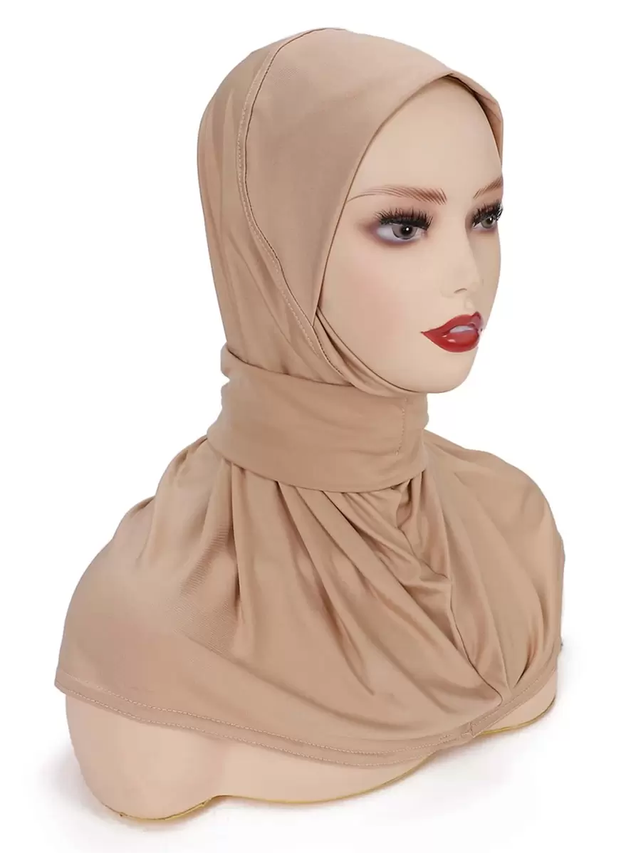 1pc Convenient Sports Headband With Button Loop, Cap - Beige - View 1