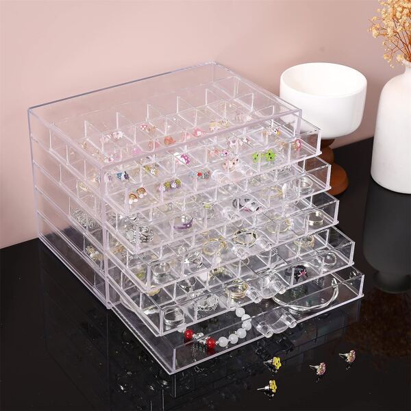 Transparent five-tiered jewelry box