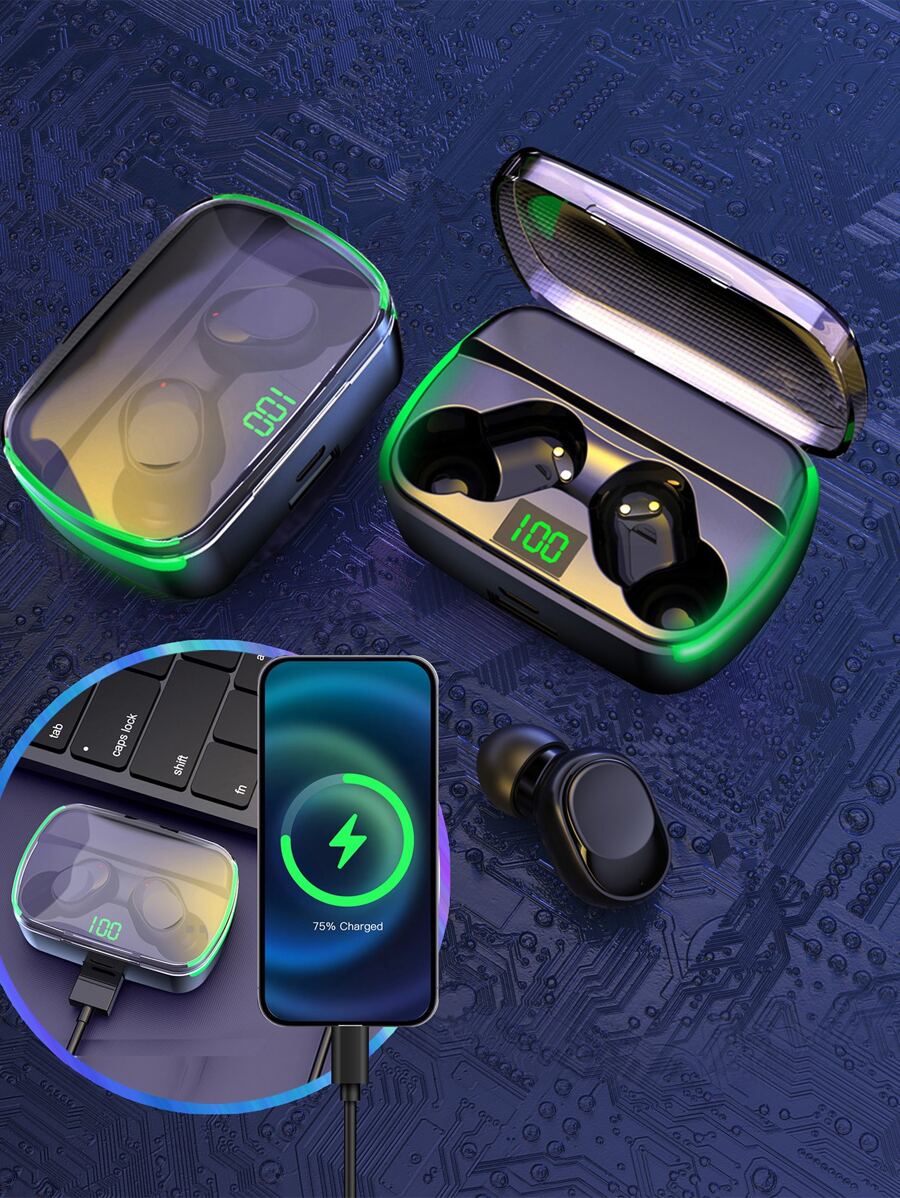 Auriculares inalámbricos batería exhibición - Negro - Ver 1