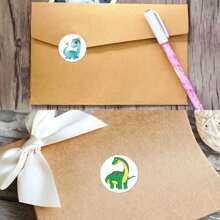 500pcs/Roll Curious Dinosaur Waterproof DIY Creative Stickers For Laptop PC Computer Mobile Smartphones Phone Case Guitar Desktop Cup Travel Motorcycles Car Accessories Toys For Gift,School Supplies,Back To School