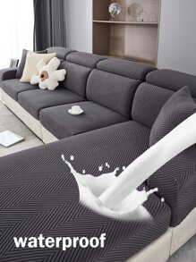 1pc Universal Elastic Corn Velvet Sofa Cover, Stretchable Full Package Cushion Cover, Washable Dustproof And Stain Resistant Sofa Slipcover - Màu xám đen - Xem 1