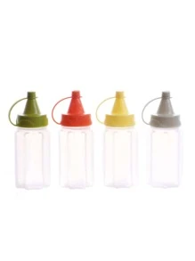 4 件迷你便携式酱料瓶 - 蜂蜜、番茄酱和沙拉酱瓶分配器，颜色随机，厨房、圣诞礼物、学校用品 - 彩色 - 查看 11