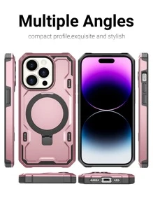 Habyby Ốp chống rơi từ tính cho nam có giá đỡ chân đế Tương thích với iPhone 11/IPhone 13/IPhone 14/IPhone 15/IPhone 12 - Hoa hồng vàng - Xem 4