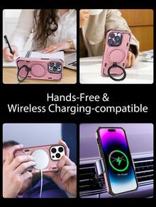 Habyby Ốp chống rơi từ tính cho nam có giá đỡ chân đế Tương thích với iPhone 11/IPhone 13/IPhone 14/IPhone 15/IPhone 12 - Hoa hồng vàng - Xem 7