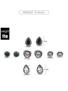 10 Peças Brincos de Cristal Estilo Boêmio em Tom Joia (O conjunto inclui Azul, Branco e Preto), Vintage Halloween
