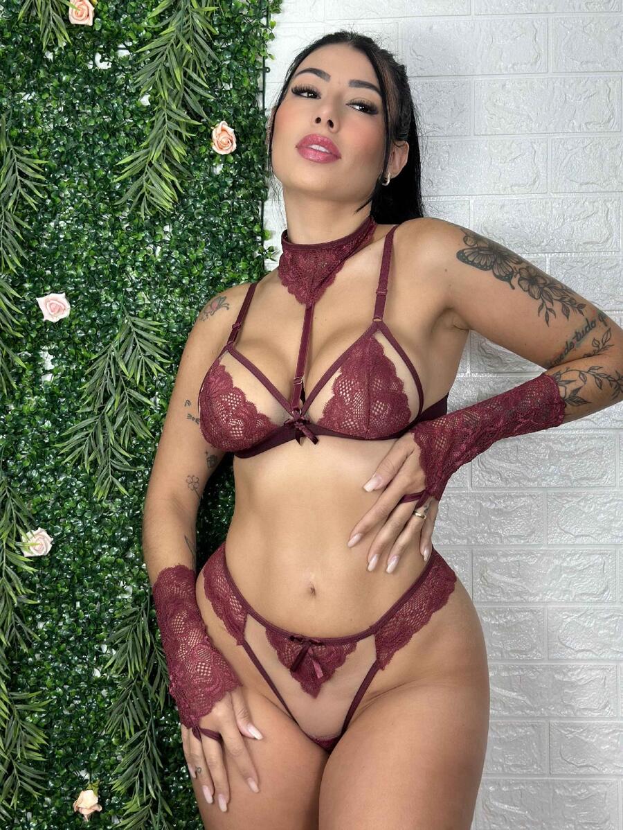 Women Bra & Panty Sets - Burgundy - View 1