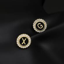 1 Peça Simples & Fashionable Em Forma De Redondo Strass Embutidos 26 Broches Para Homens O Negócio Terno Acessório