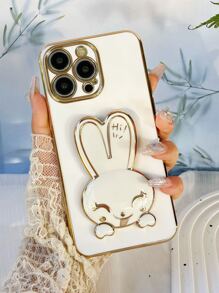 Coque de téléphone simple mignonne avec un design de lapin et un support