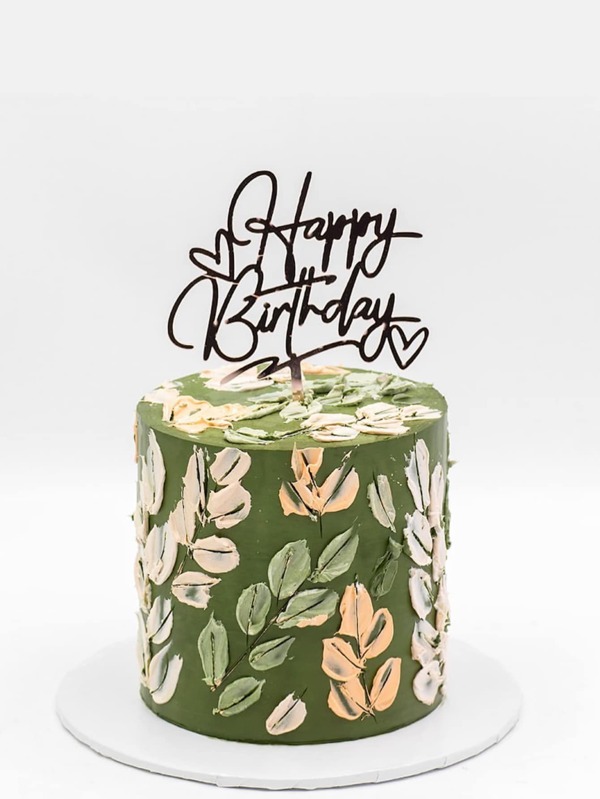 1pc Black Creative Design Happy Birthday Cake Topper,Christmas